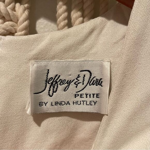 VNTG 80s Jeffrey Dara Dress SZ 14 White Lace Wedding Shoulder Pads Midi Boho - Picture 6 of 7